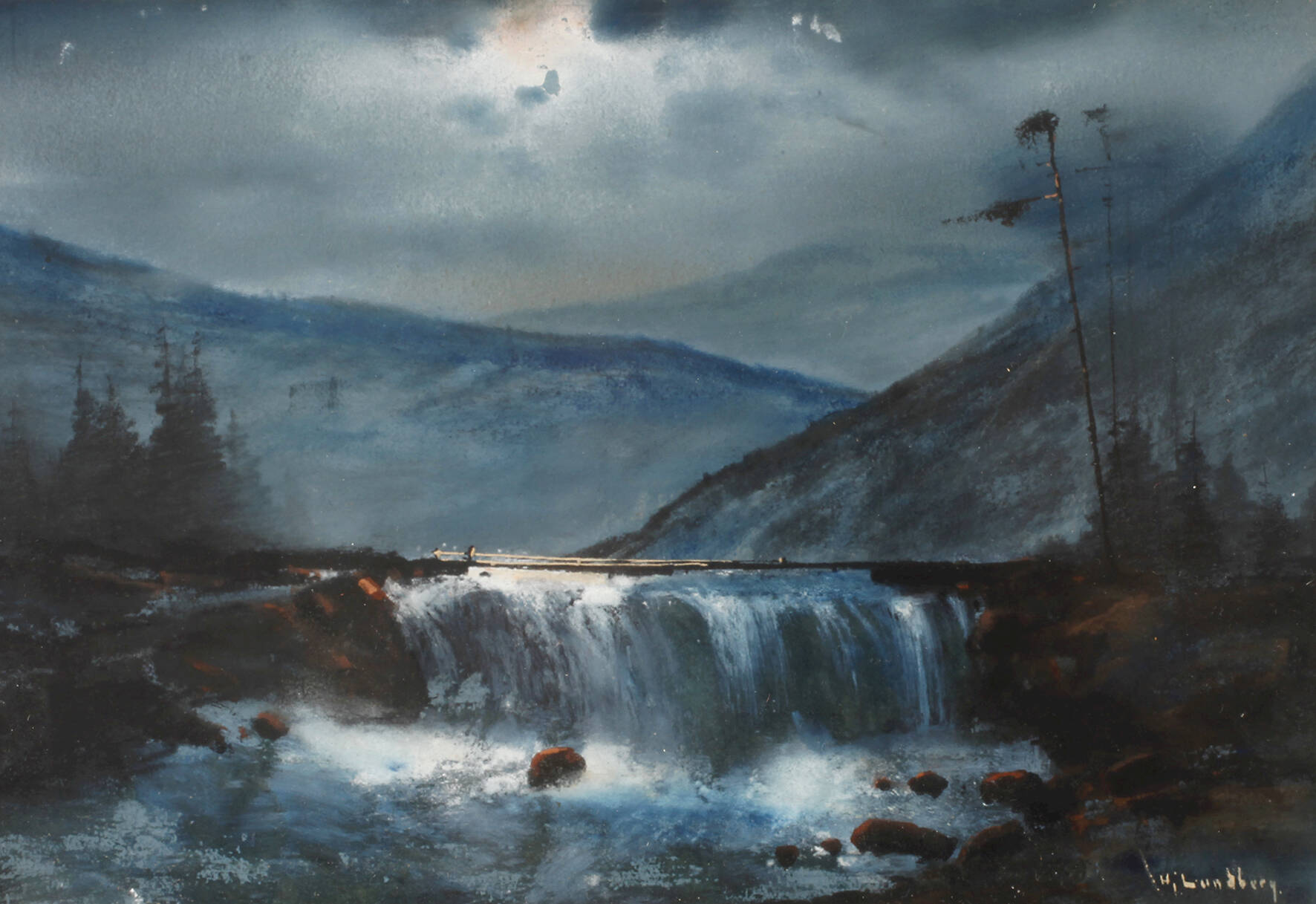 Hjalmar Lundberg, Nächtlicher Wasserfall