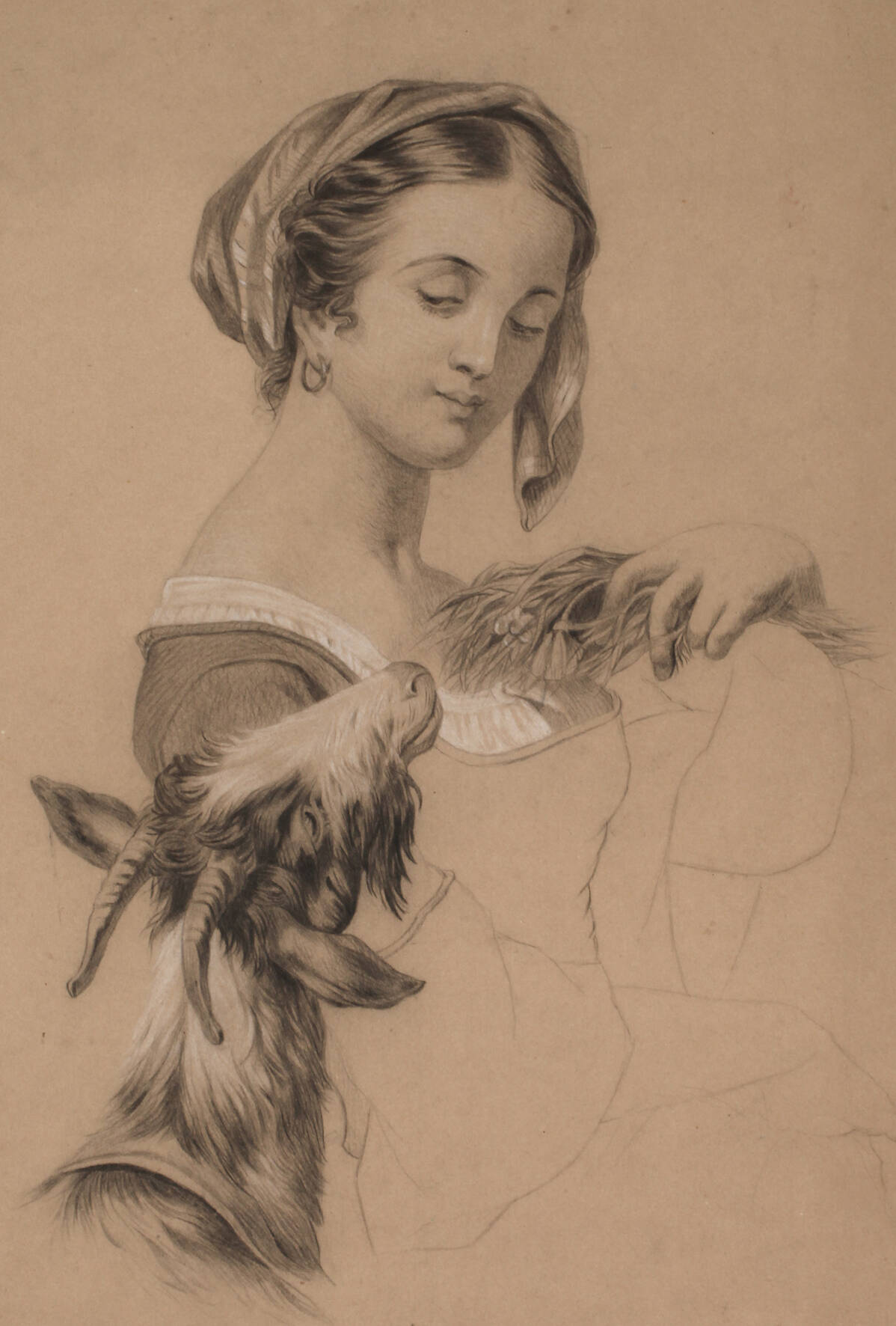 Bäuerin mit Ziegenbock