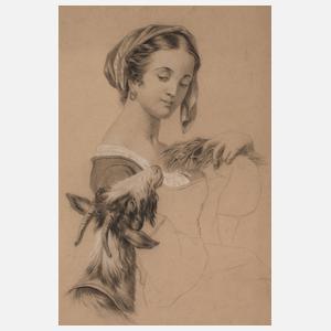 Bäuerin mit Ziegenbock