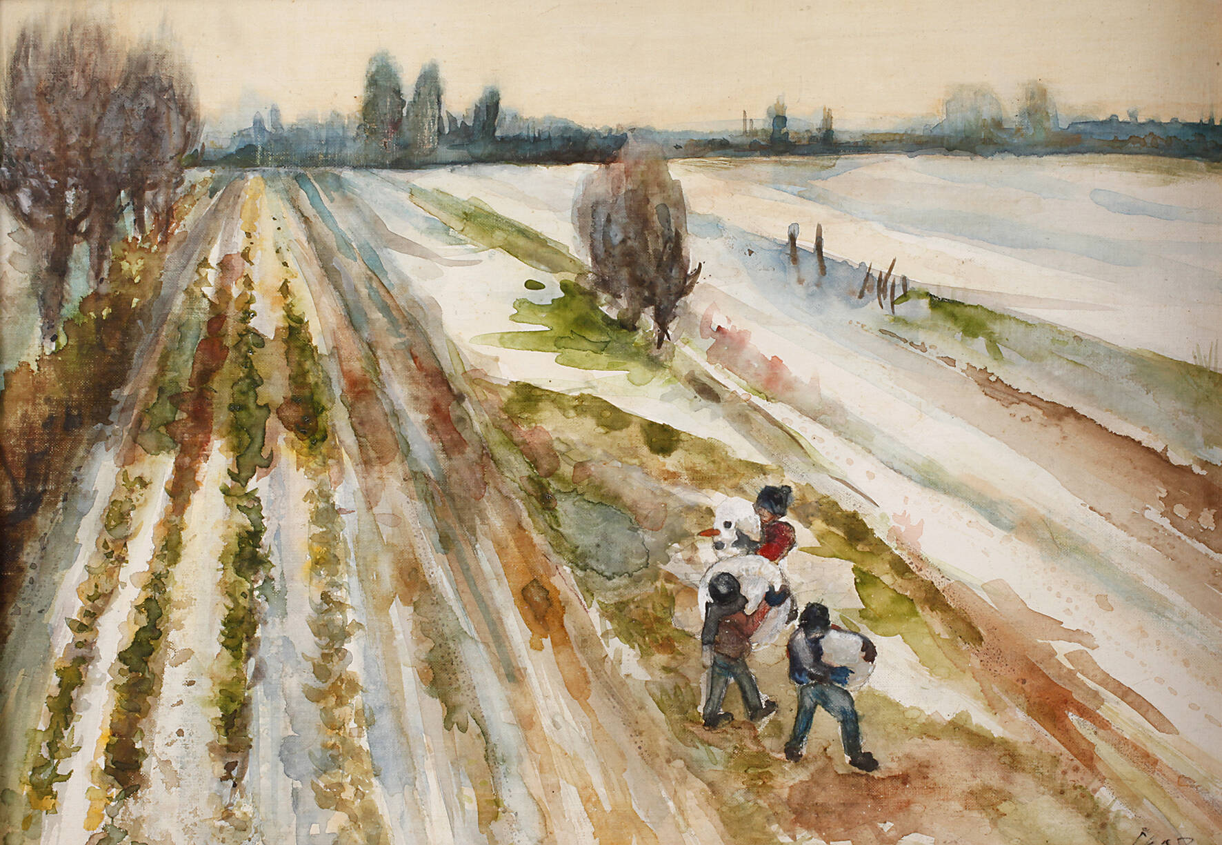 Prof. Alfred Eckhardt, Kinder im Schnee