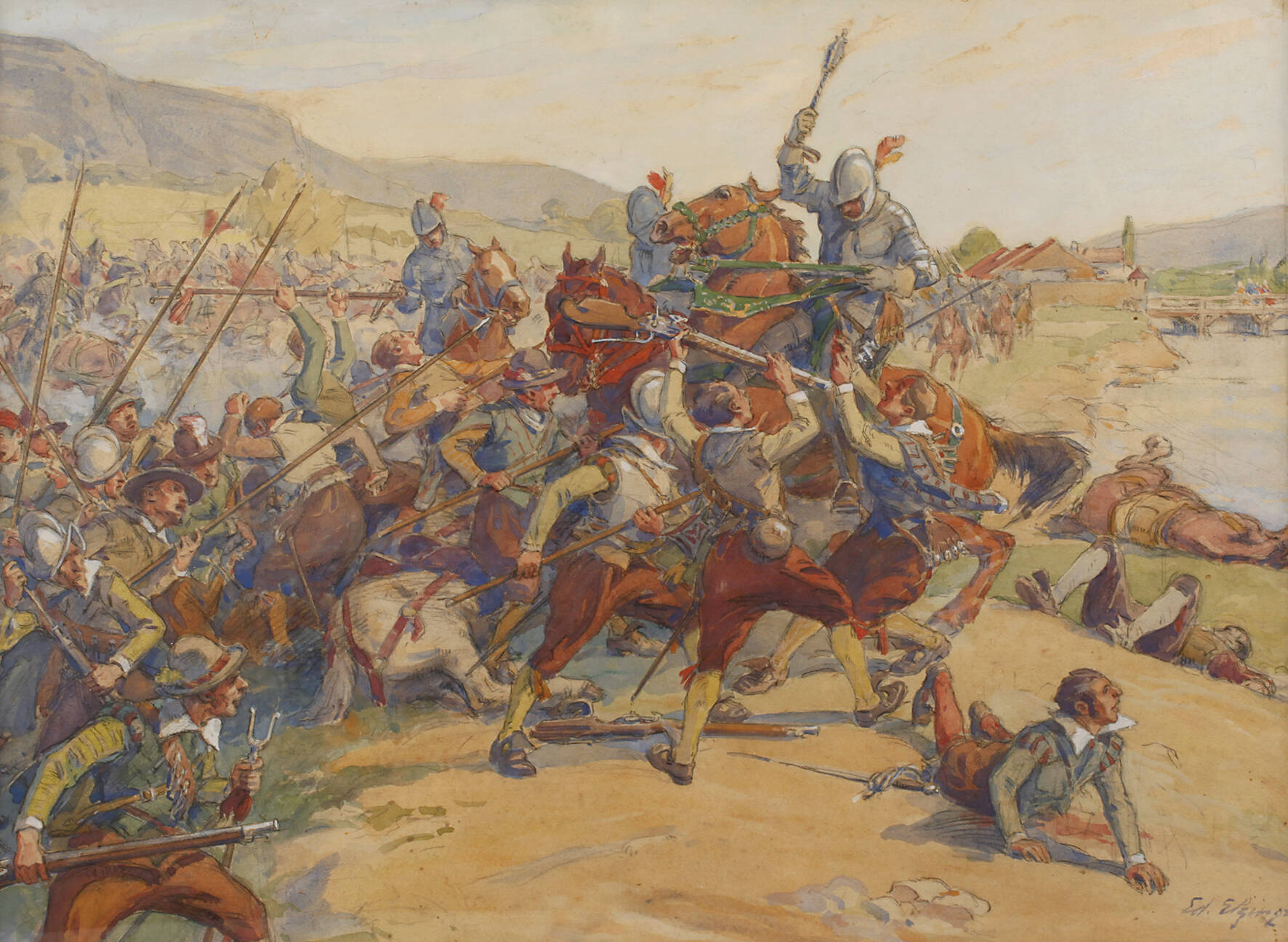 Edouard Elzingre, Schlachtendarstellung