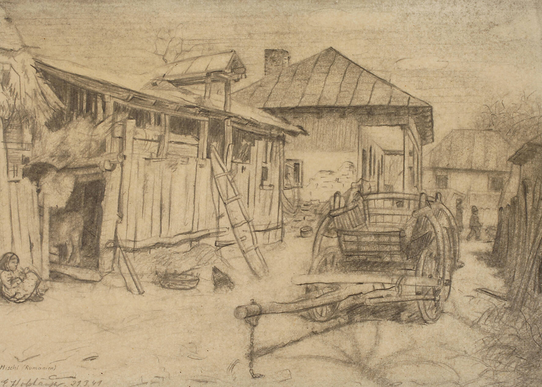 Ernst Holzhäuser, "Bauernhof in Rumänien"