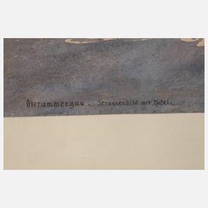 Otto Kubel, "Oberammergau - Straßenbild mit Kofel"