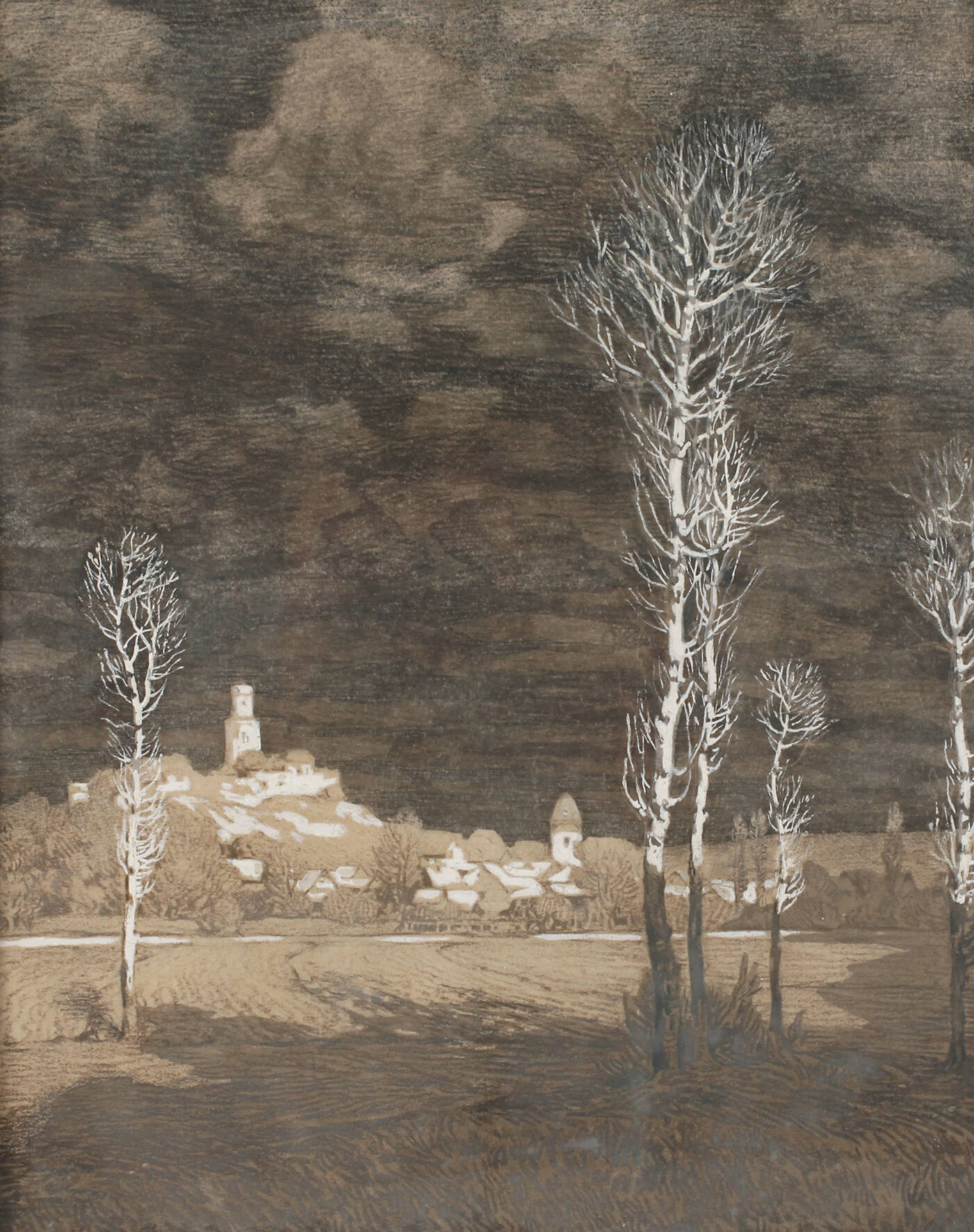 Hans Meyer-Kassel, attr., "Felsburg in Mondnacht"