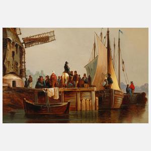 Anton Castell, Flusslandschaft mit Windmühlen