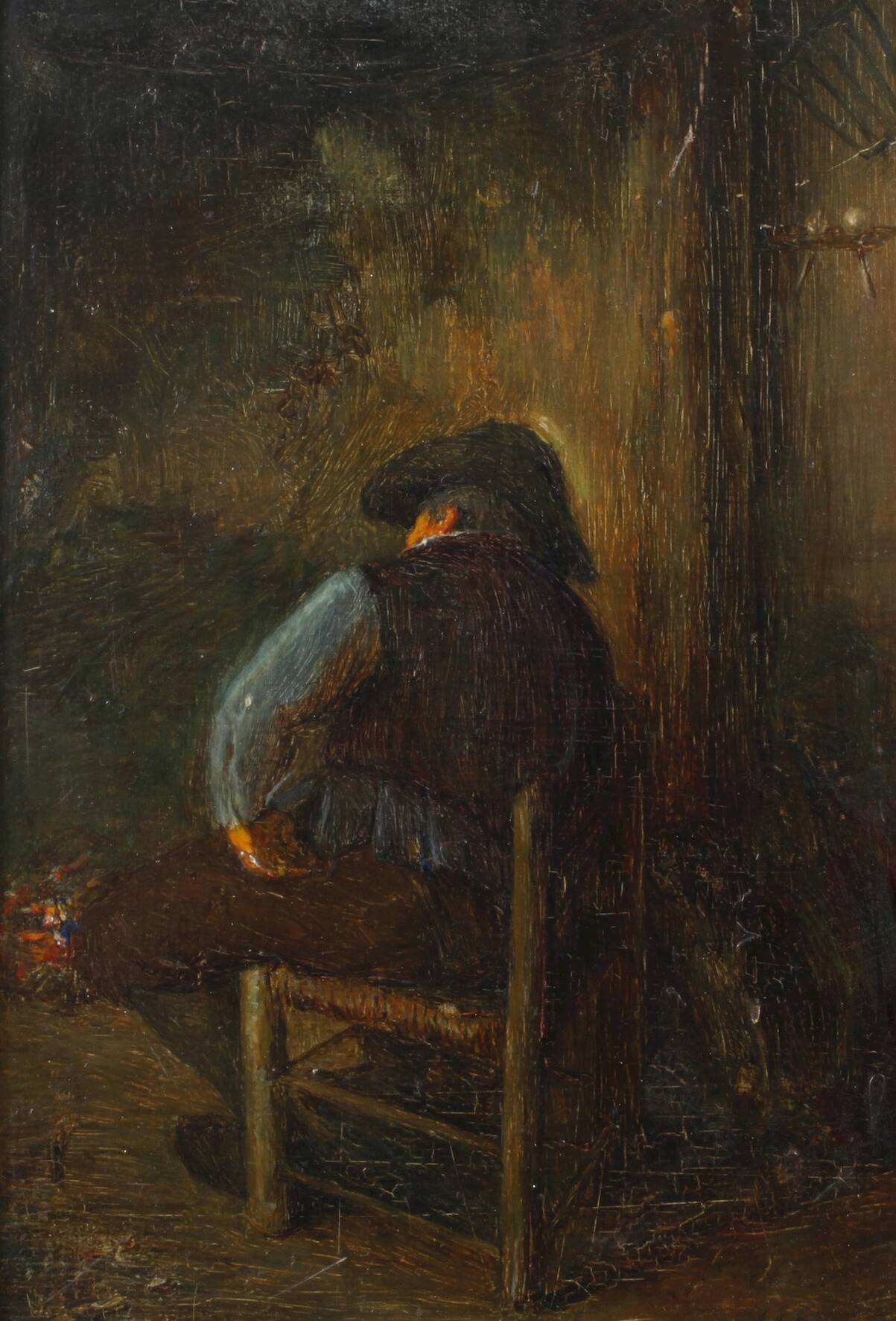 Berta Spyers, Sitzender Mann am offenen Feuer