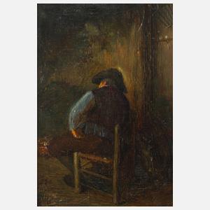 Berta Spyers, Sitzender Mann am offenen Feuer