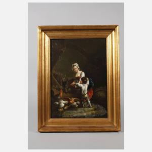 Magd mit Kind im Stall