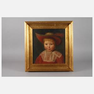 "Kind mit rot gefüttertem Strohhut"