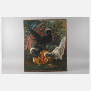 Charles Nogaro, Haubenhühner mit Kürbis und Nelken