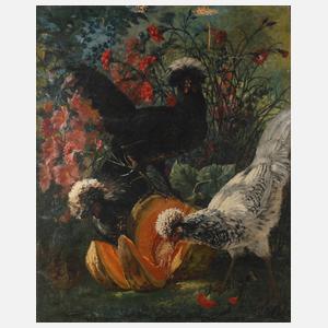 Charles Nogaro, Haubenhühner mit Kürbis und Nelken