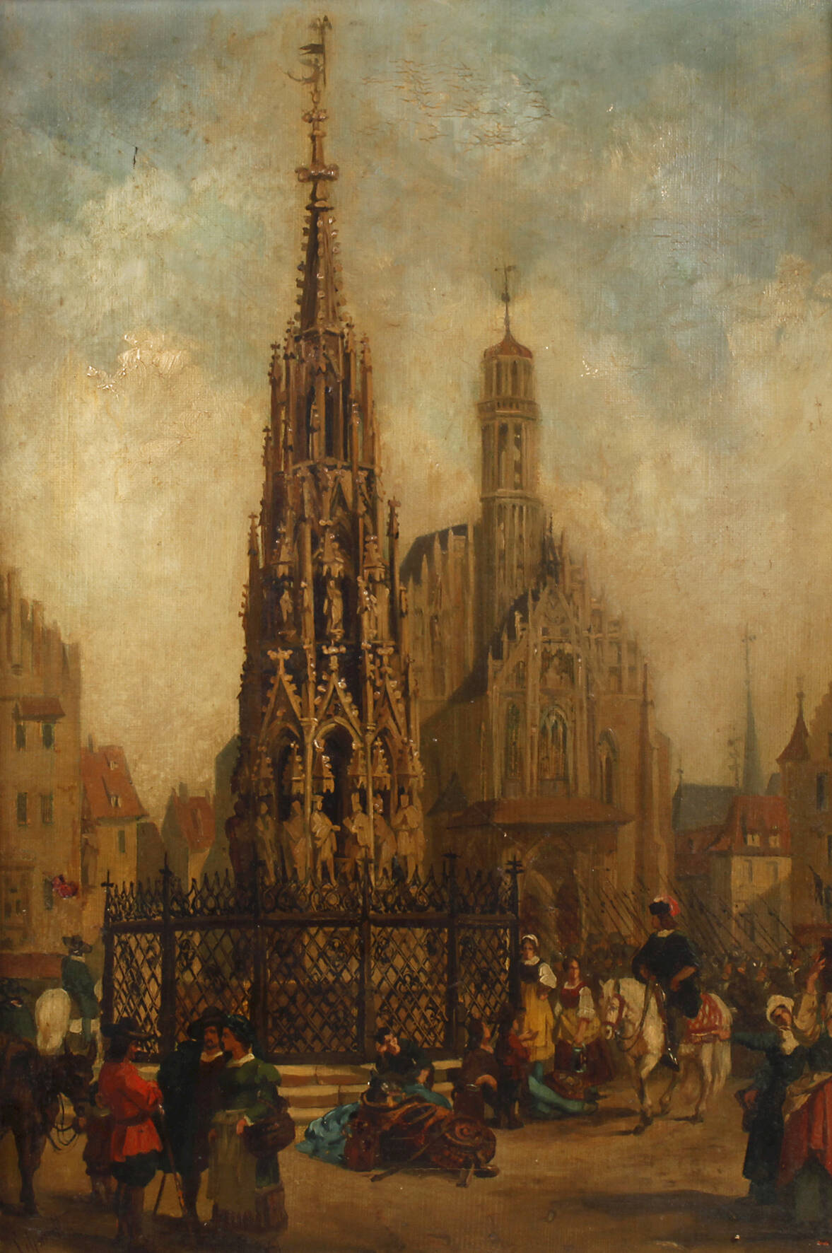 Karl Schmidt, attr., Der "Schöne Brunnen" in Nürnberg