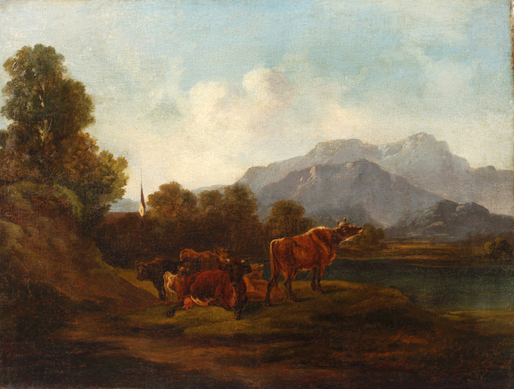 Max Joseph Wagenbauer, attr., Rinderherde am Abend