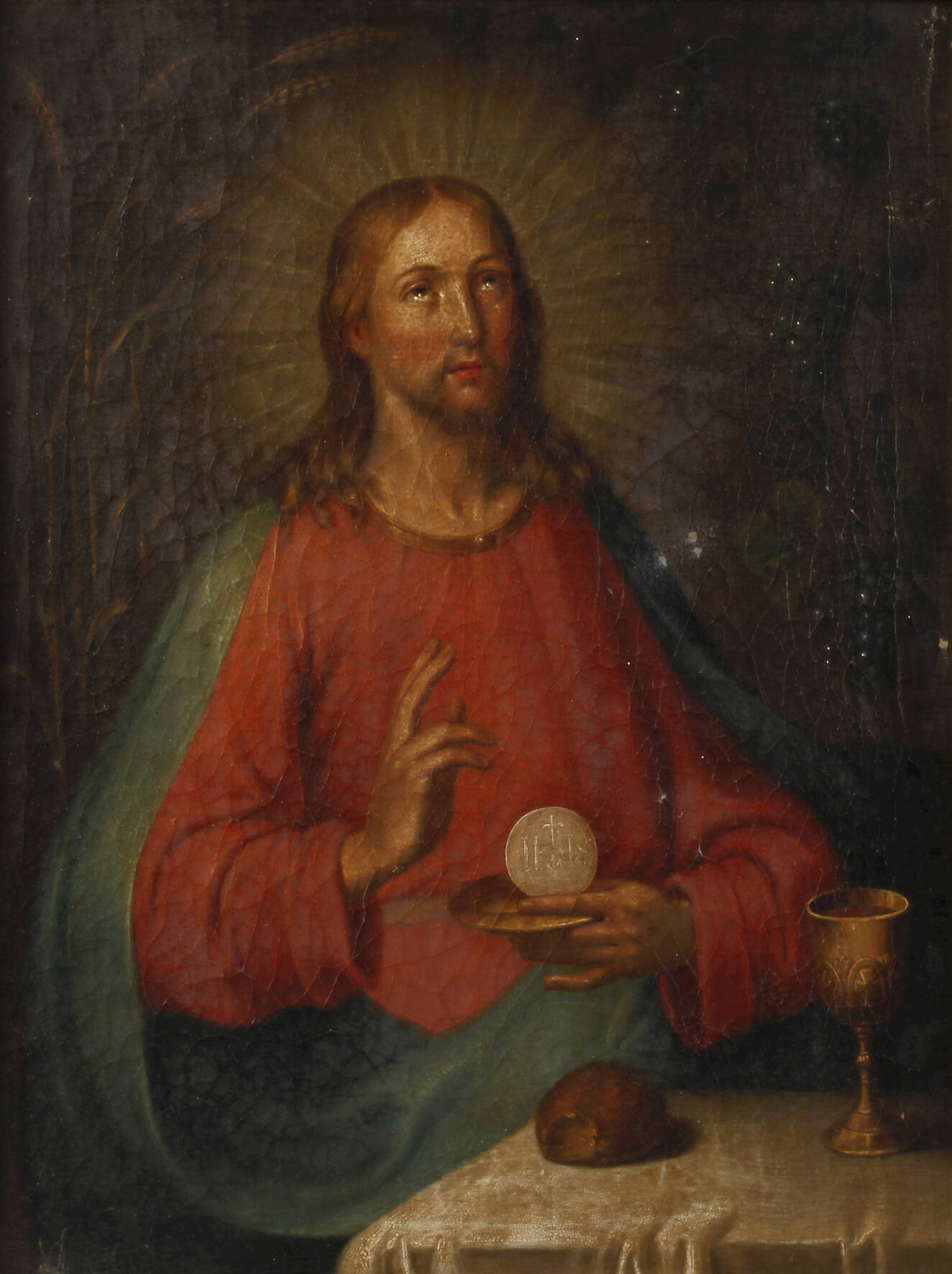 Abendmahlsdarstellung mit andächtigem Jesus