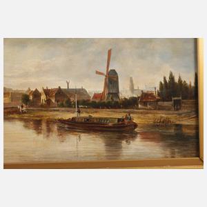 Holländische Stadt mit Windmühle