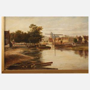 Holländische Stadt mit Windmühle