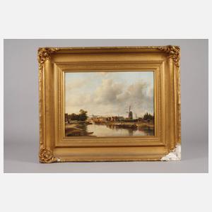 Holländische Stadt mit Windmühle