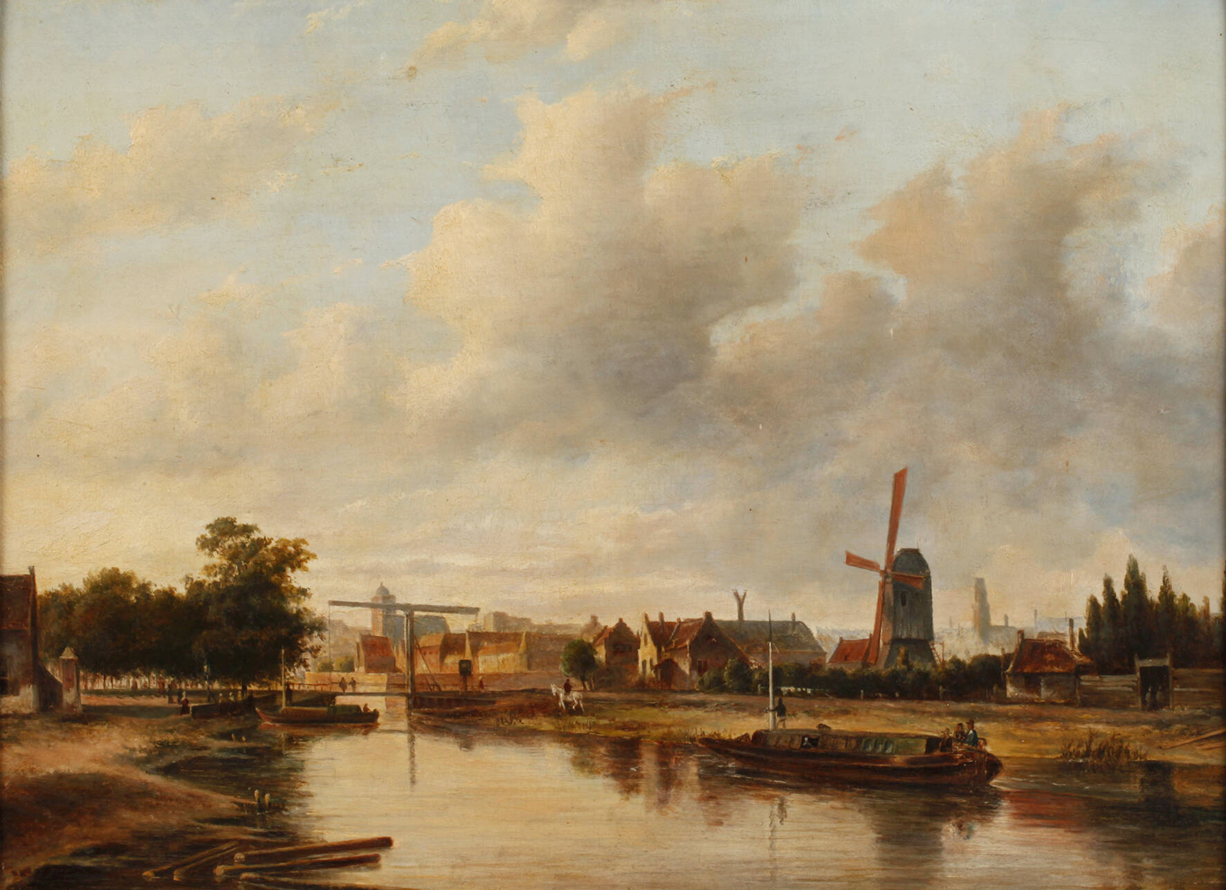 Holländische Stadt mit Windmühle