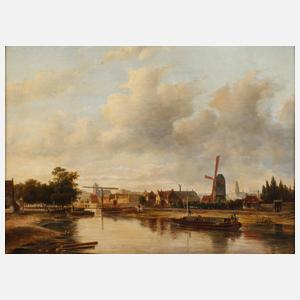 Holländische Stadt mit Windmühle