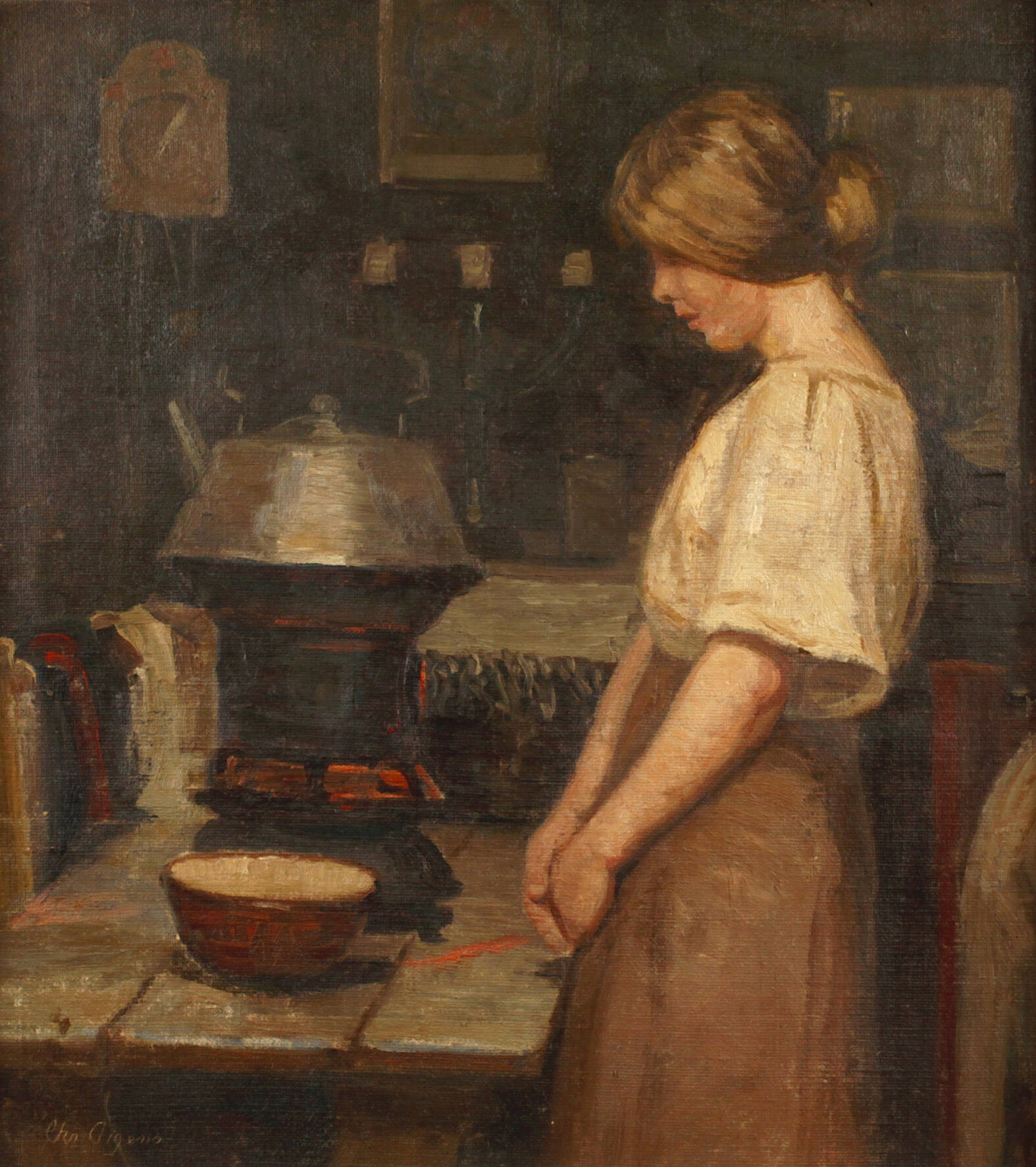 Christian Aigens, Mädchen in der Bauernküche