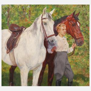Hellmut Bachrach-Barée, attr., Mädchen mit Pferden