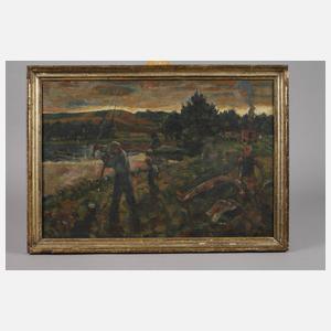 Erich Büttner, Angler in Sommerlandschaft