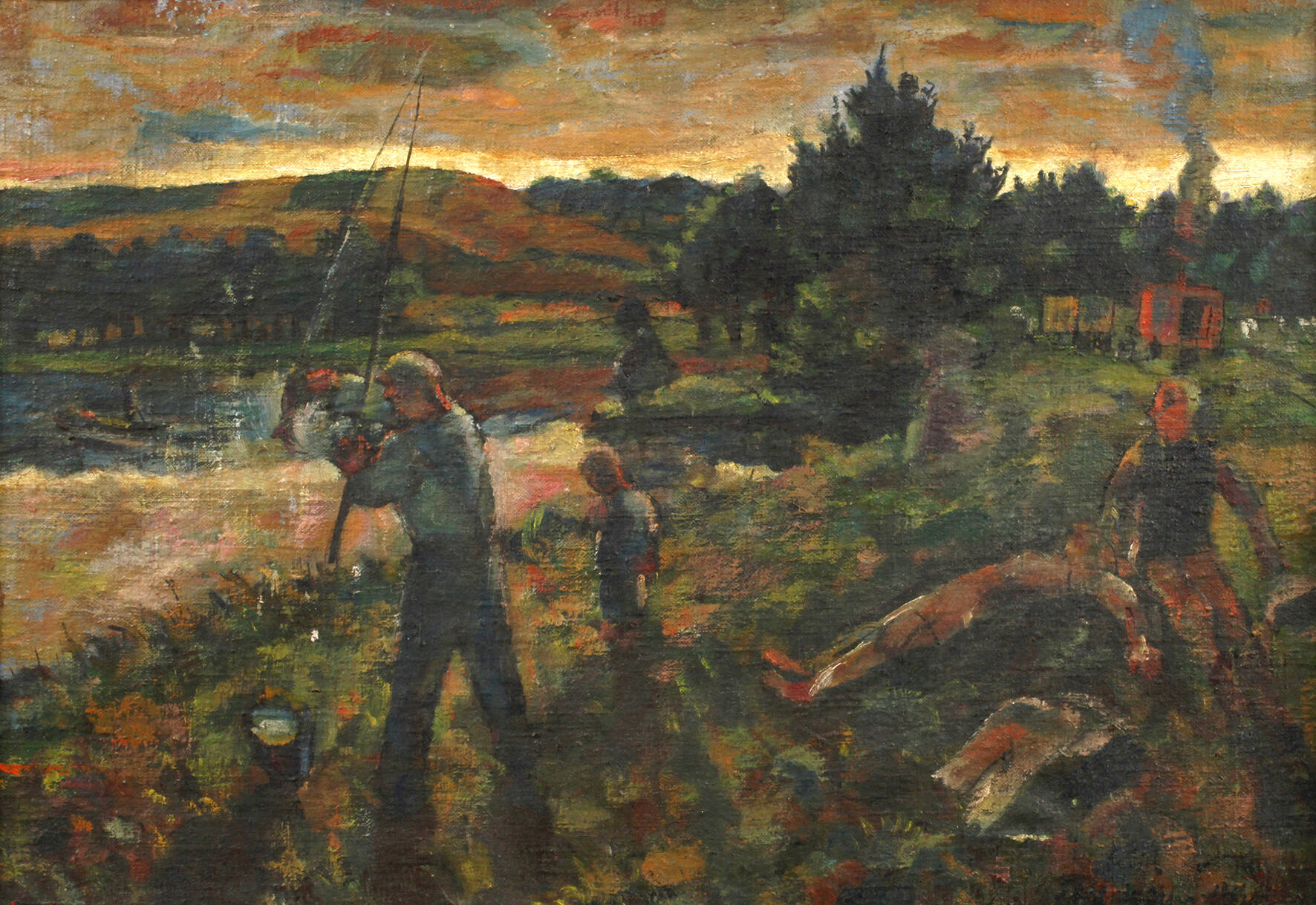 Erich Büttner, Angler in Sommerlandschaft