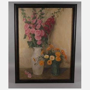 Carl Cohnen, Stillleben mit Stockrosen und Ringelblumen