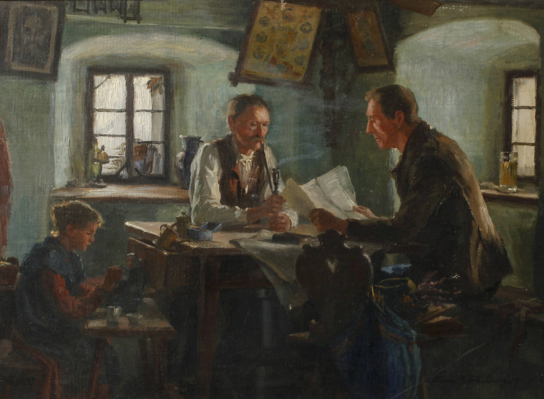 Prof. Hans Götzinger, Häusliche Szene