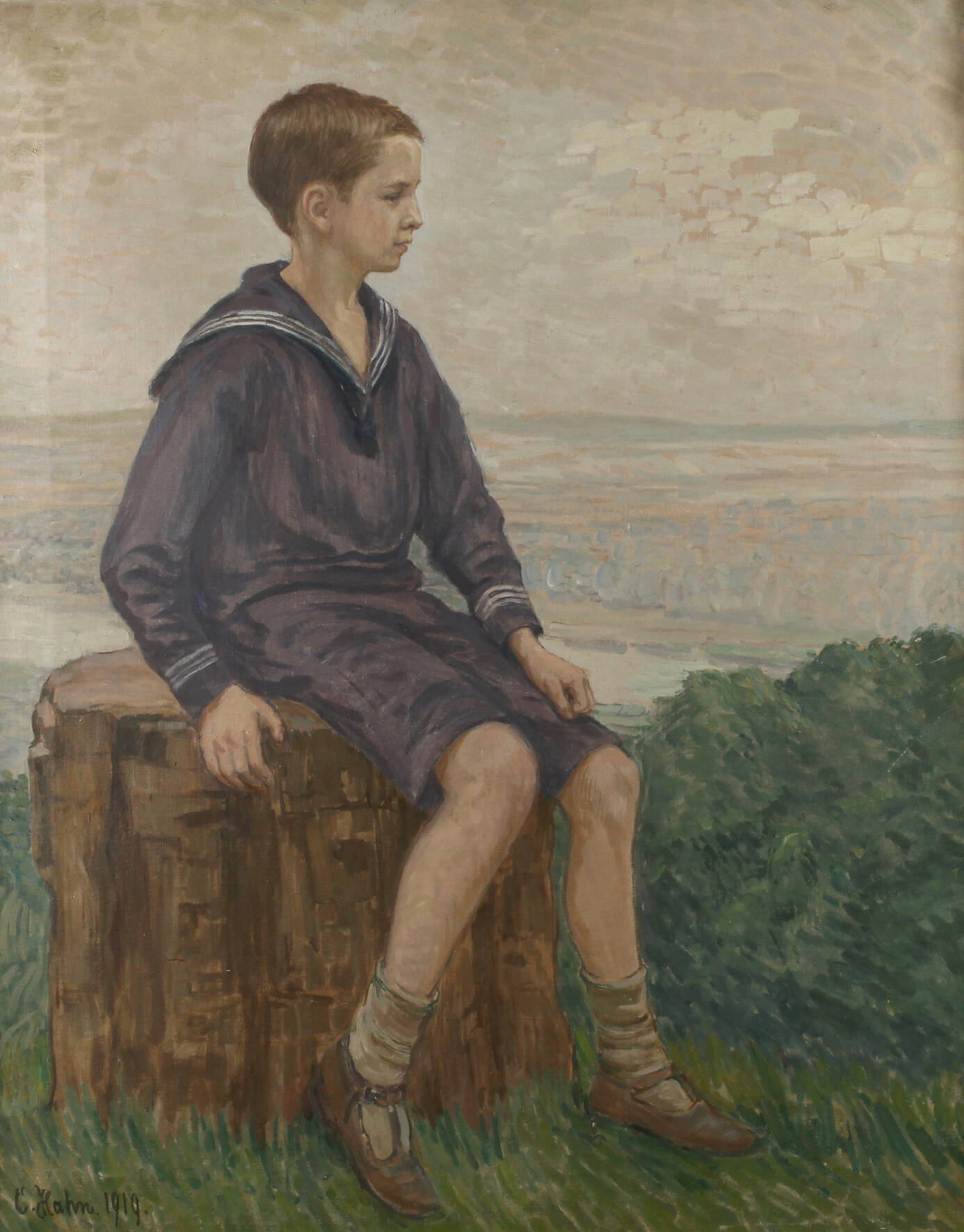 C. Hahn, Sitzender Junge