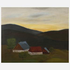 Prof. Franz Lenk, attr., Gehöft im Abendlicht
