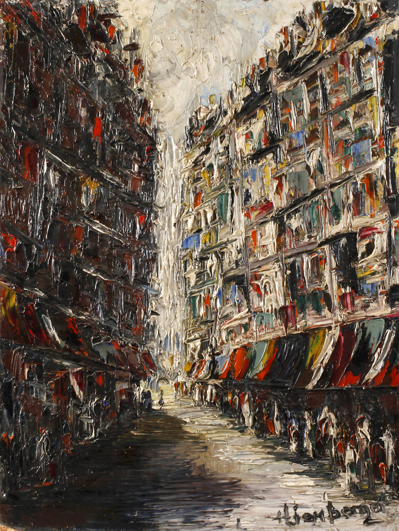 H. Lienberger, Straßenszene mit Passanten