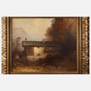 Oskar Mulley, Bauerngehöft im Abendlicht