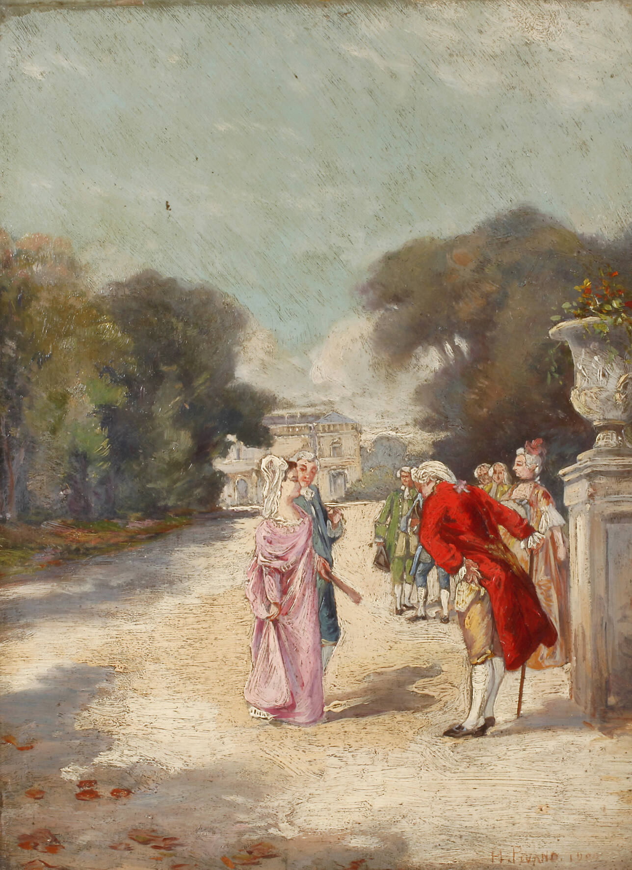 H. Pivano, Feine Gesellschaft im Park