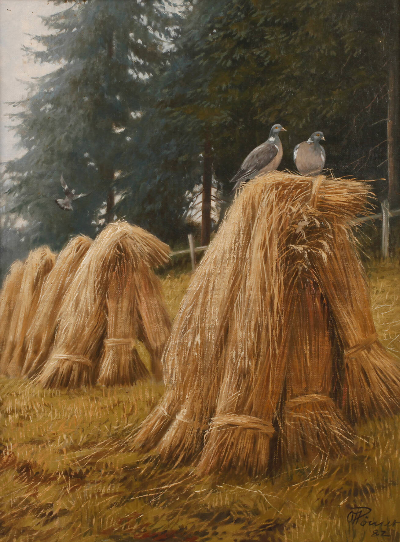 Oswald Römer, Strohpuppen mit Taubenpaar