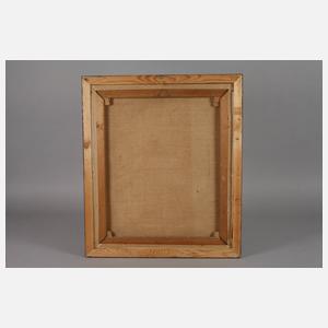 Heide Sutter, Strickende Frau im Bauerngarten