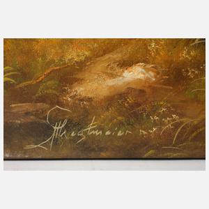 G. Thegtmeier, Hirschwild in Gebirgslandschaft