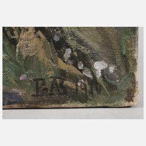 Faun mit Nymphe in paradiesischer Landschaft