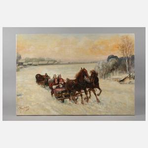 Pferdeschlitten in russischer Winterlandschaft