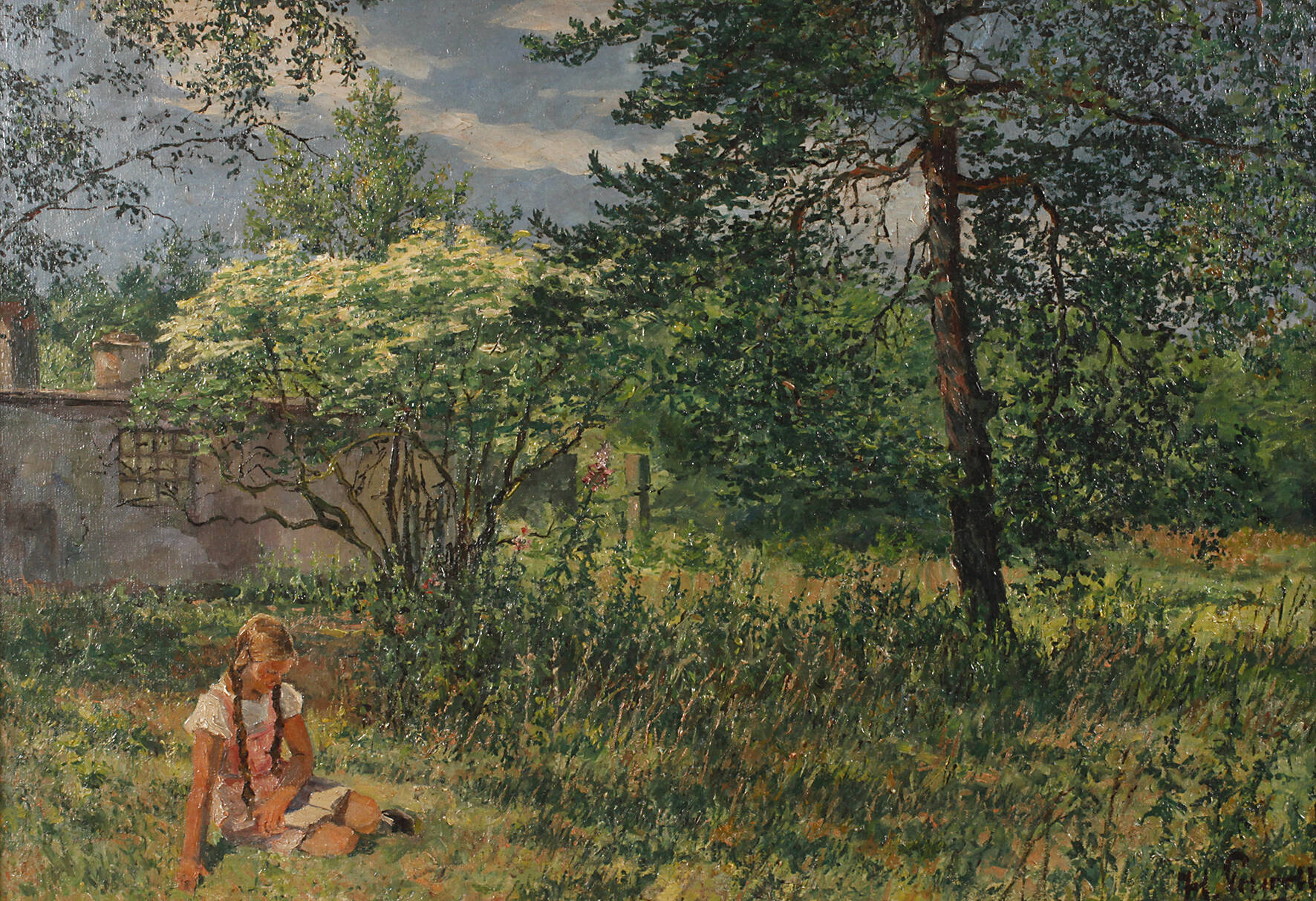 Mädchen auf Blumenwiese