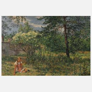 Mädchen auf Blumenwiese