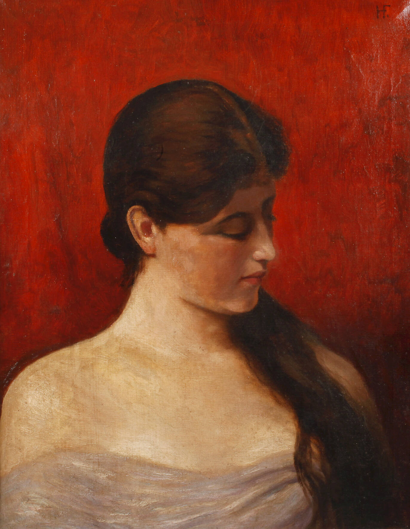 Mädchen vor rotem Grund