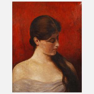 Mädchen vor rotem Grund