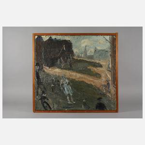 Passanten in Stadtlandschaft