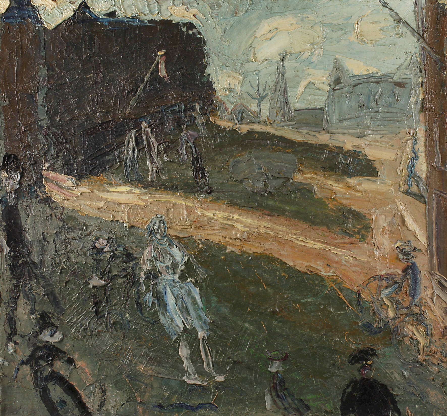 Passanten in Stadtlandschaft