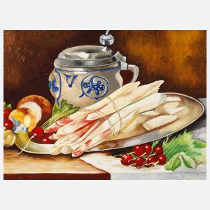 Küchenstillleben mit Spargel