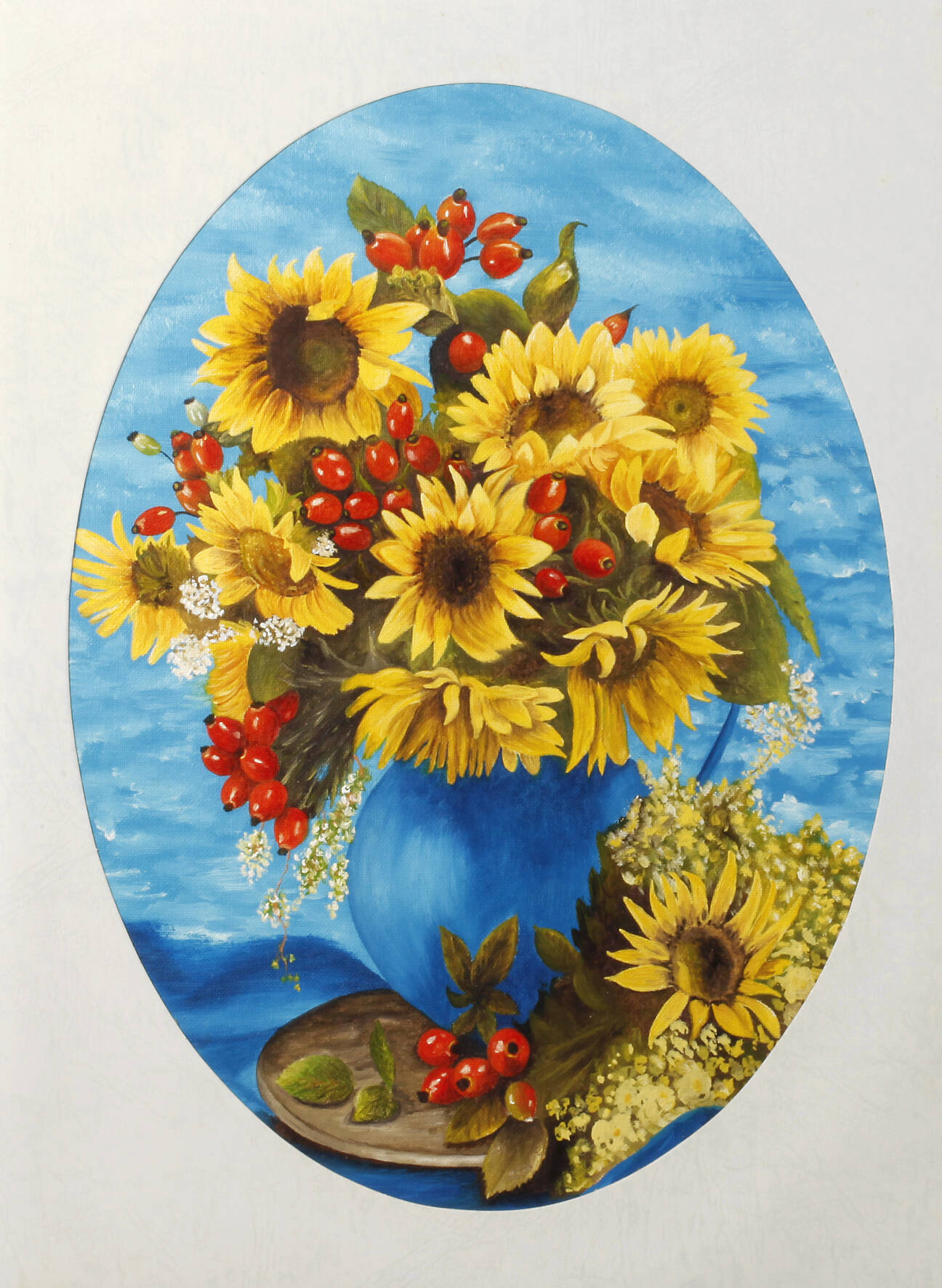 Hagebutten und Sonnenblumen