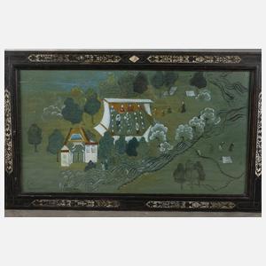 Ebonisierter Rahmen mit Beinintarsie