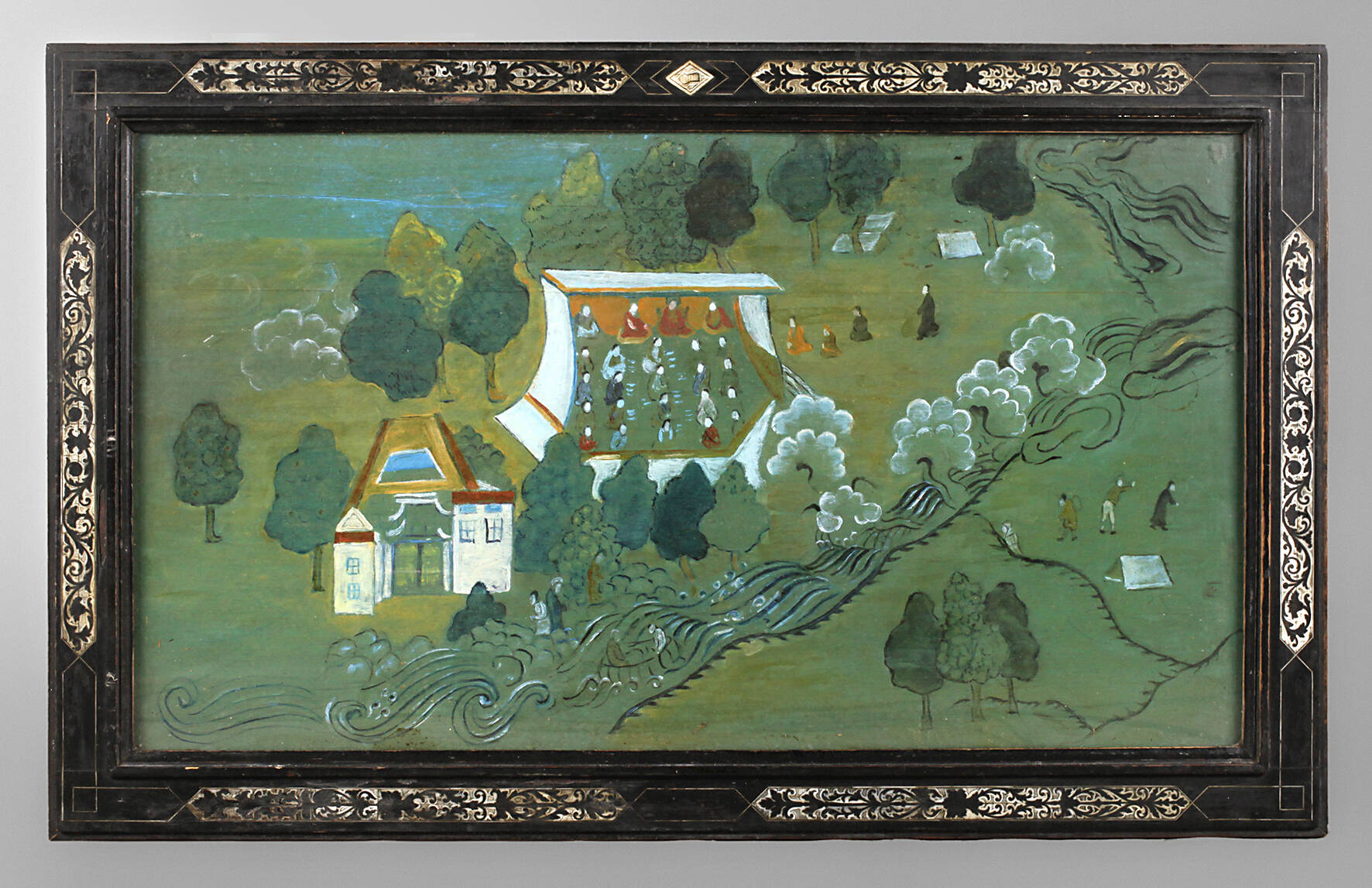 Ebonisierter Rahmen mit Beinintarsie