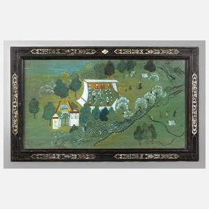 Ebonisierter Rahmen mit Beinintarsie